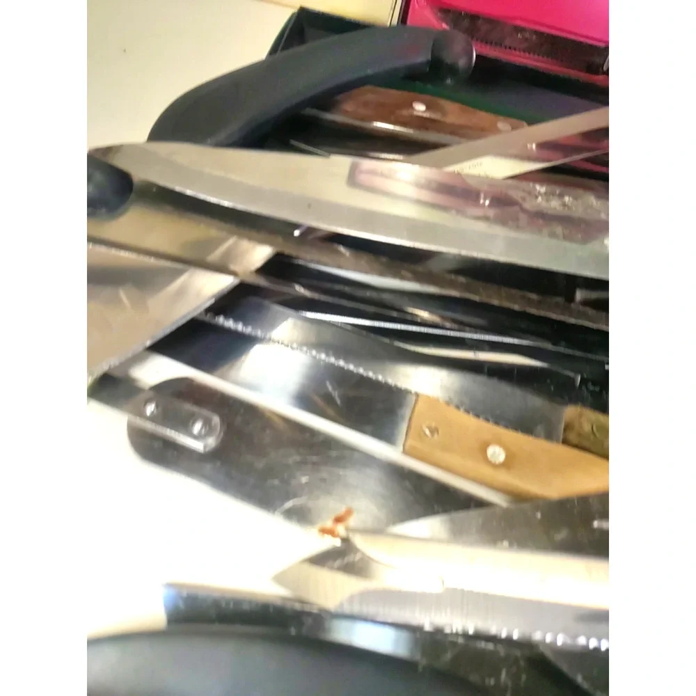 Large Junk Lot Old Knives Carbon steel wood handles Sets Butcher Knives
